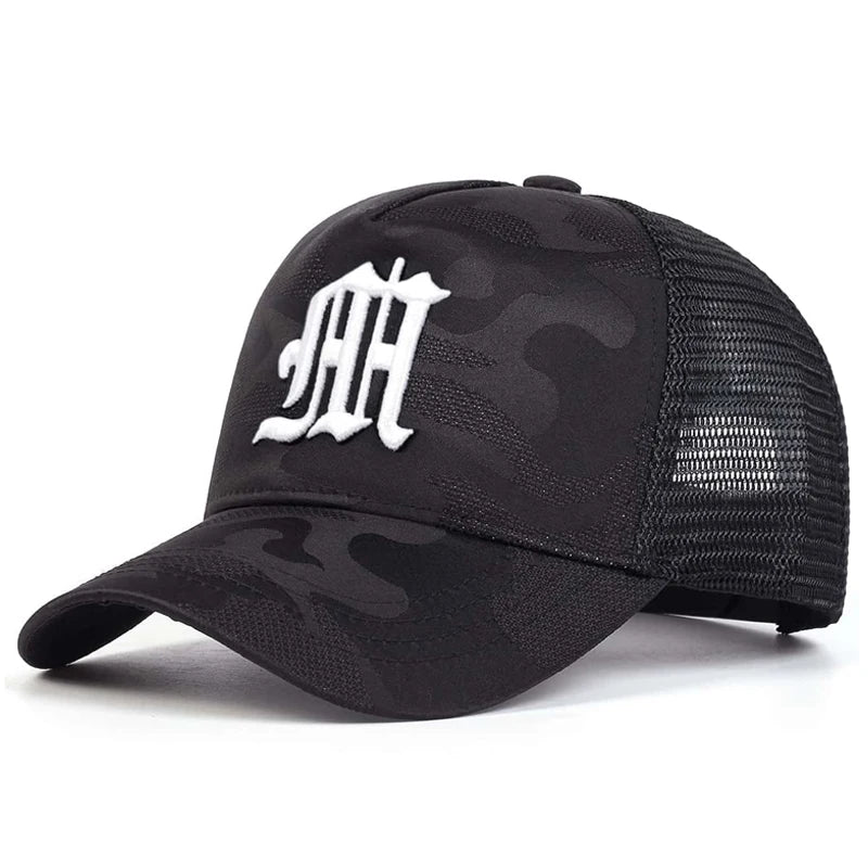 M Letter Camouflage Embroidery Baseball Net Caps Spring Summer Outdoor Adjustable Casual Hats