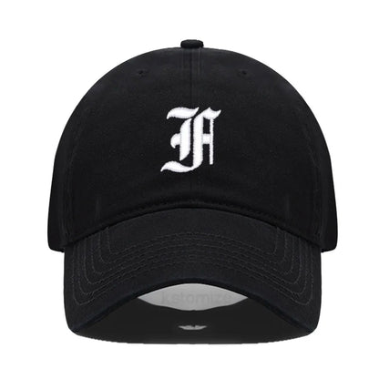 Old English Letter A-Z Embroider Baseball Cap Men Womne Soft Cotton Team Sport Visors Snapback Caps
