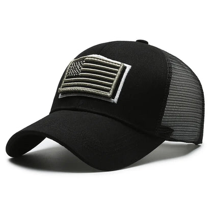 Men American Flag Camouflage Baseball Cap Male Outdoor Breathable Tactics Mountaineering Peaked Hat Adjustable Stylish Casquette
