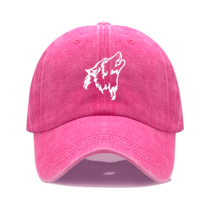 Women S Baseball Cap Men Washed Cotton Wolf Howl Embroidery Dad Hat Sport Golf Caps Man Sun Hats