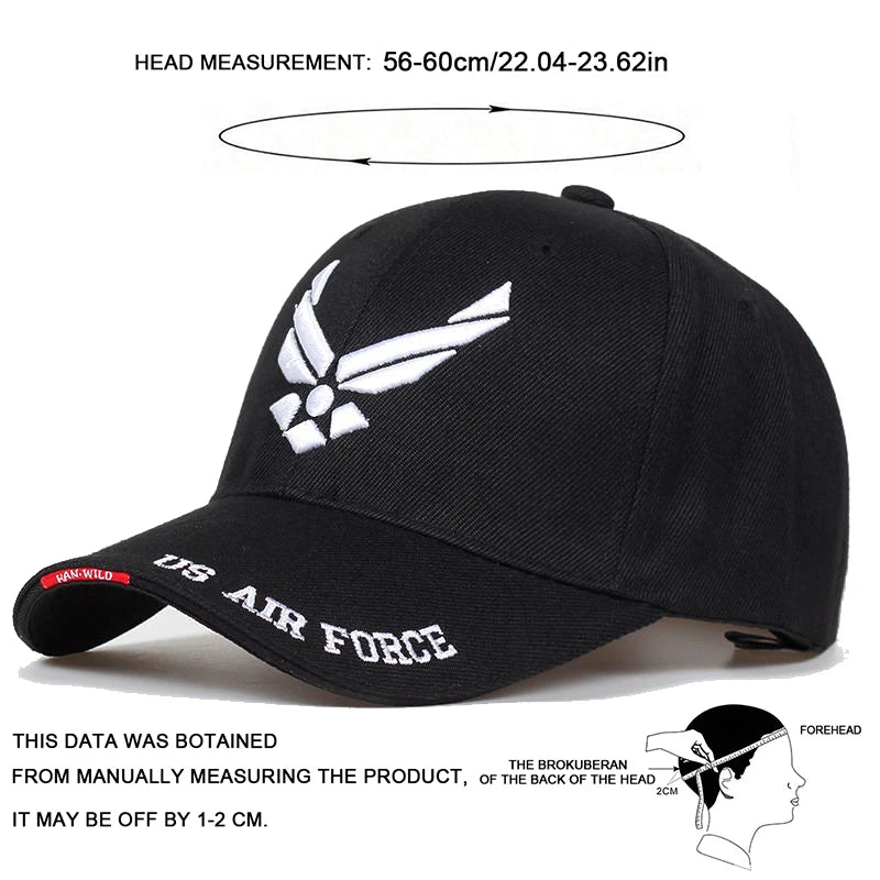 Us Air Force V-Mark Embroidery Baseball Caps Spring Autumn Outdoor Adjustable Casual Hats Sunscreen