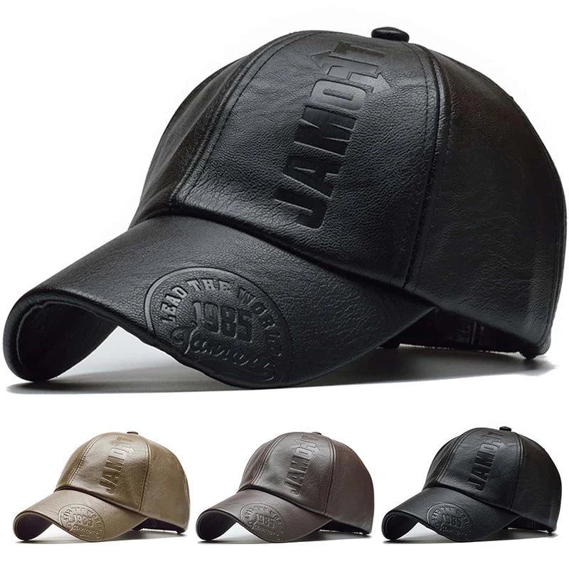 Unisex 1985 Letter Imprinting Leather Baseball Caps Spring Autumn Outdoor Adjustable Casual Hats