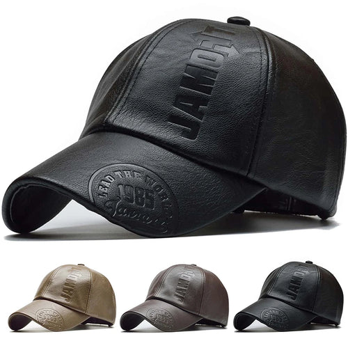 Unisex 1985 Letter Imprinting Leather Baseball Caps Spring Autumn Outdoor Adjustable Casual Hats