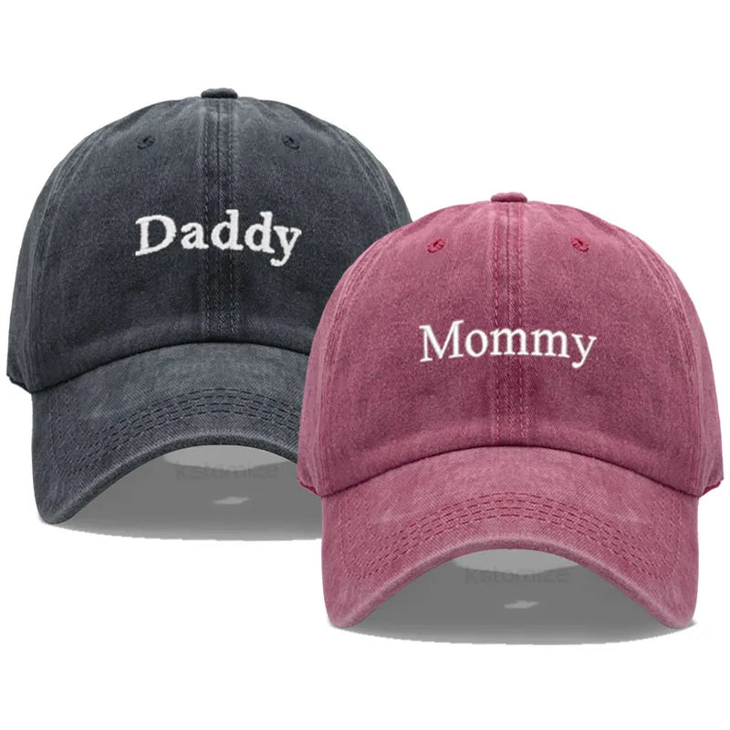 Daddy Mommy Embroidery Baseball Cap Men Women Unisex Soft Washed Cotton Hats Father S Mother Day