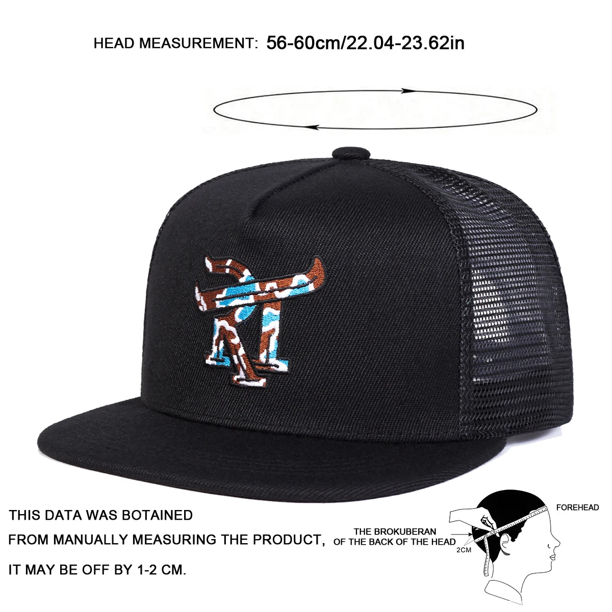 Unisex Rt Letter Embroidery Hip-Hop Net Hats Spring Summer Outdoor Adjustable Casual Baseball Caps