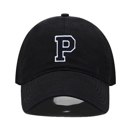 Initial Letter A-Z Embroider Baseball Cap Men Womne Soft Cotton Team Sport Visors Snapback Caps