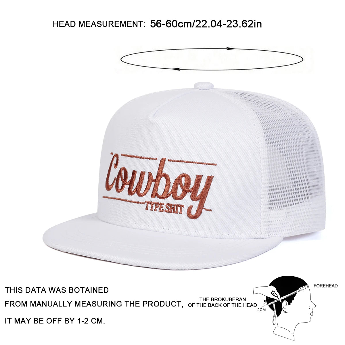 Unisex Cowboy Letter Embroidery Hip-Hop Net Hats Spring Summer Outdoor Adjustable Casual Baseball