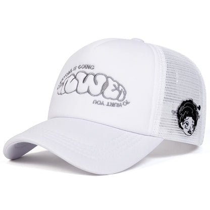 Unisex Everyone Is Going Embroidery Baseball Net Caps Spring Summer Outdoor Adjustable Casual Hats