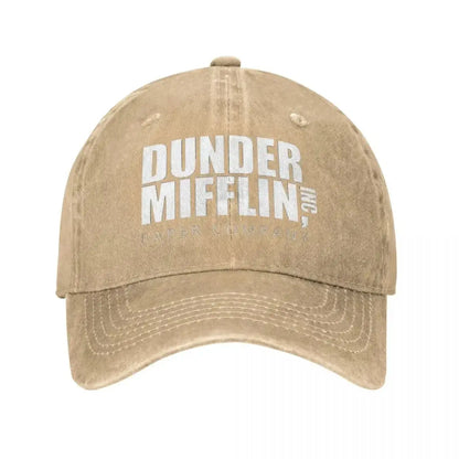 Classic Dunder Mifflin Logo Baseball Caps Men Women Distressed Denim Washed Sun Cap Office Travel