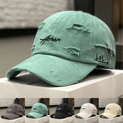 Unisex Asher Embroidered Perforated Iron Ring Baseball Caps Spring Autumn Outdoor Adjustable Casual