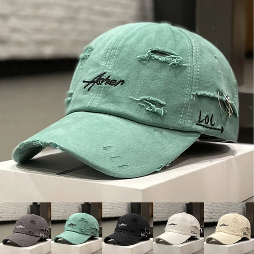 Unisex Asher Embroidered Perforated Iron Ring Baseball Caps Spring Autumn Outdoor Adjustable Casual