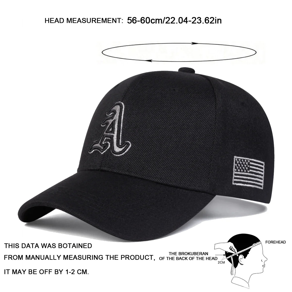 Unisex Letter Embroidery Side American Flag Baseball Cap Spring Autumn Outdoor Adjustable Casual Hat