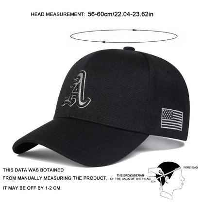 Unisex Letter Embroidery Side American Flag Baseball Cap Spring Autumn Outdoor Adjustable Casual Hat