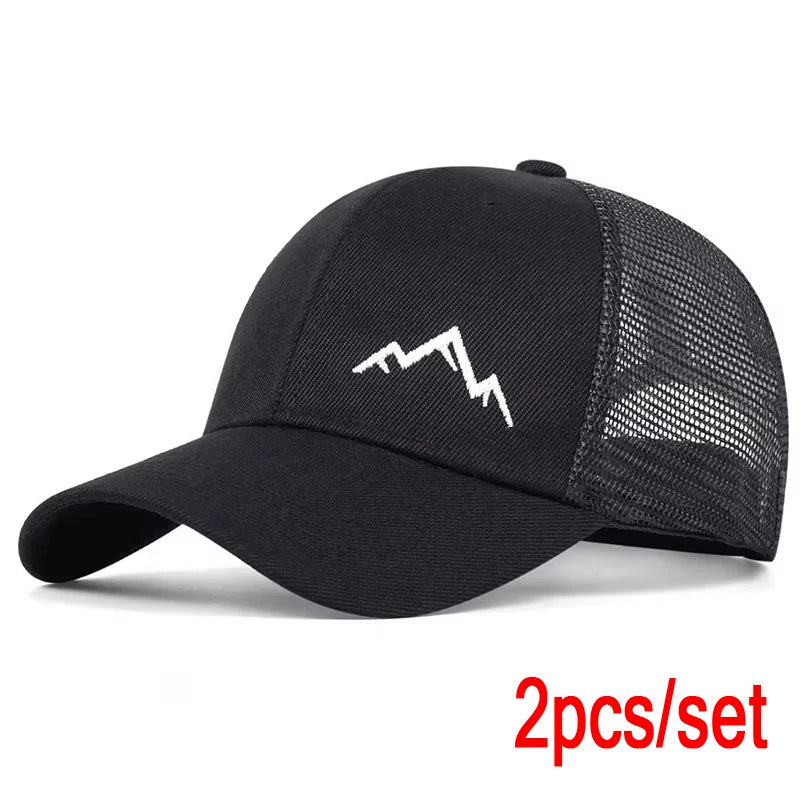 Unisex Mountain Range Embroidery Baseball Net Caps Spring Summer Outdoor Adjustable Casual Hats