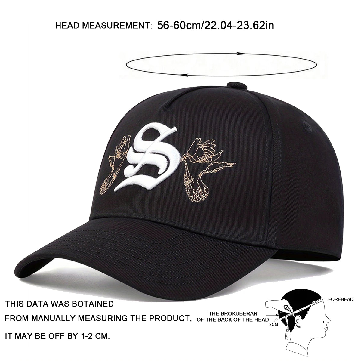 Unisex Personality S Letter Embroidery Snapback Baseball Caps Spring Autumn Outdoor Adjustable