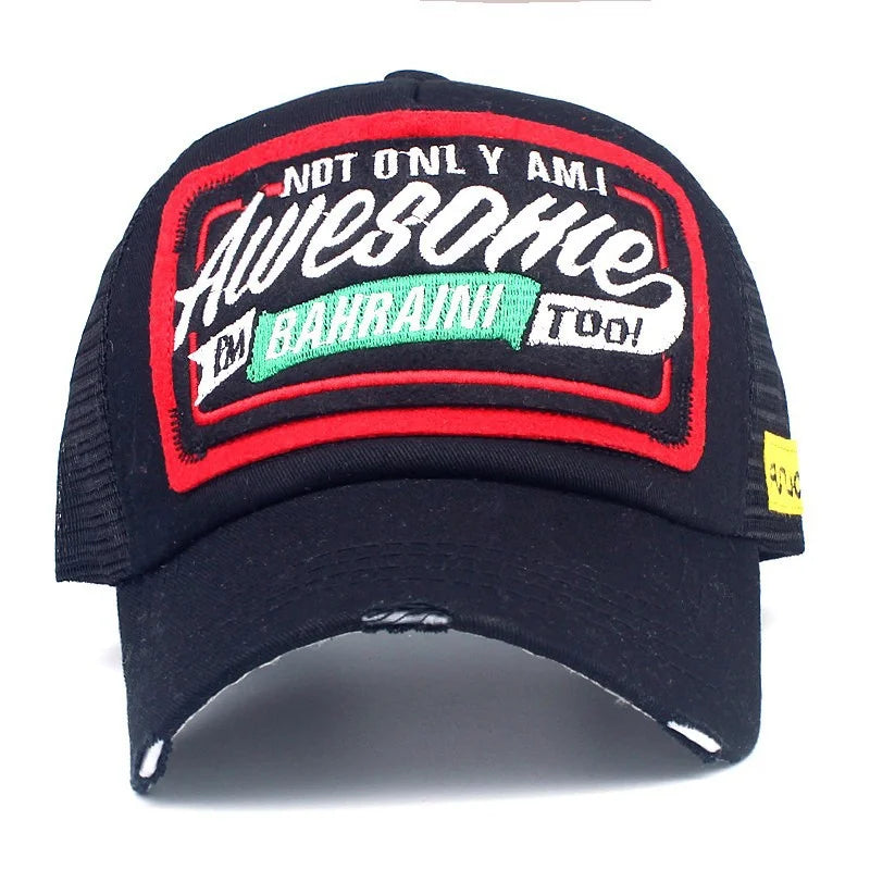 Spring Summer Mesh Embroidery Letter Awesome Baseball Cap Women S Hat Men Outdoor Sunscreen