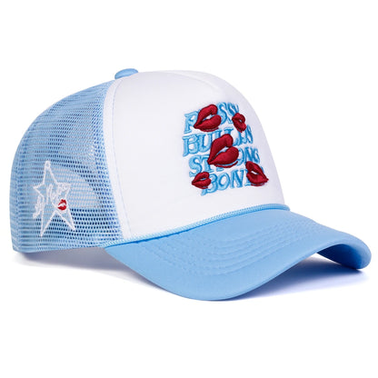 Unisex Letter Lips Embroidery Side Pentagram Baseball Net Caps Spring Summer Outdoor Adjustable