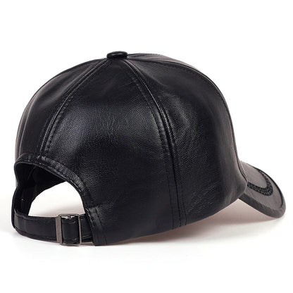 Solid Winter Leather Baseball Cap Men Snapback Autumn Warm Black Caps Women Bone Masculino Mens Hats