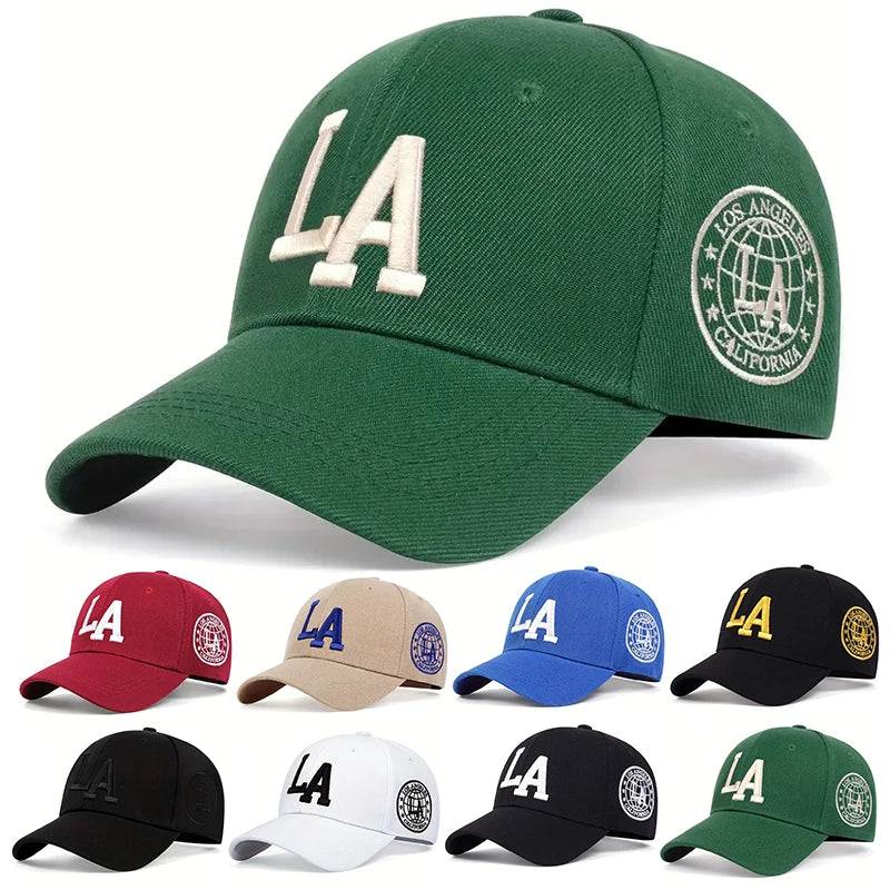Unisex La Letter Embroidery Snapback Baseball Caps Spring Autumn Outdoor Adjustable Casual Hats