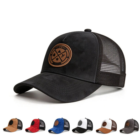 Letter Embroidered Baseball Cap Suede Breathable Mesh Truck Driver Men Women Sun