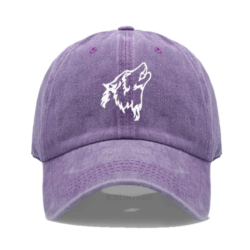 Women S Baseball Cap Men Washed Cotton Wolf Howl Embroidery Dad Hat Sport Golf Caps Man Sun Hats