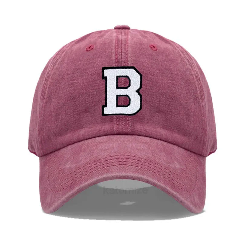 Initial Letter A-Z Embroidery Baseball Cap Men Womne Washed Cotton Dad Hats Team Sport Visors