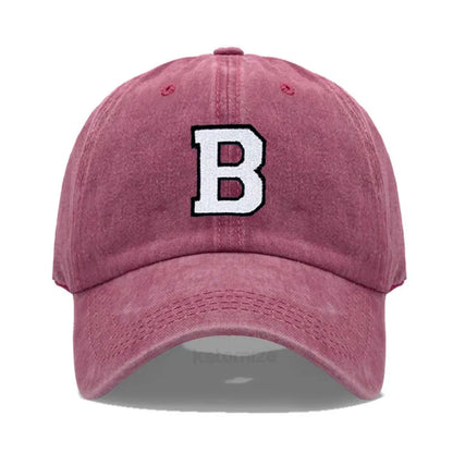 Initial Letter A-Z Embroidery Baseball Cap Men Womne Washed Cotton Dad Hats Team Sport Visors