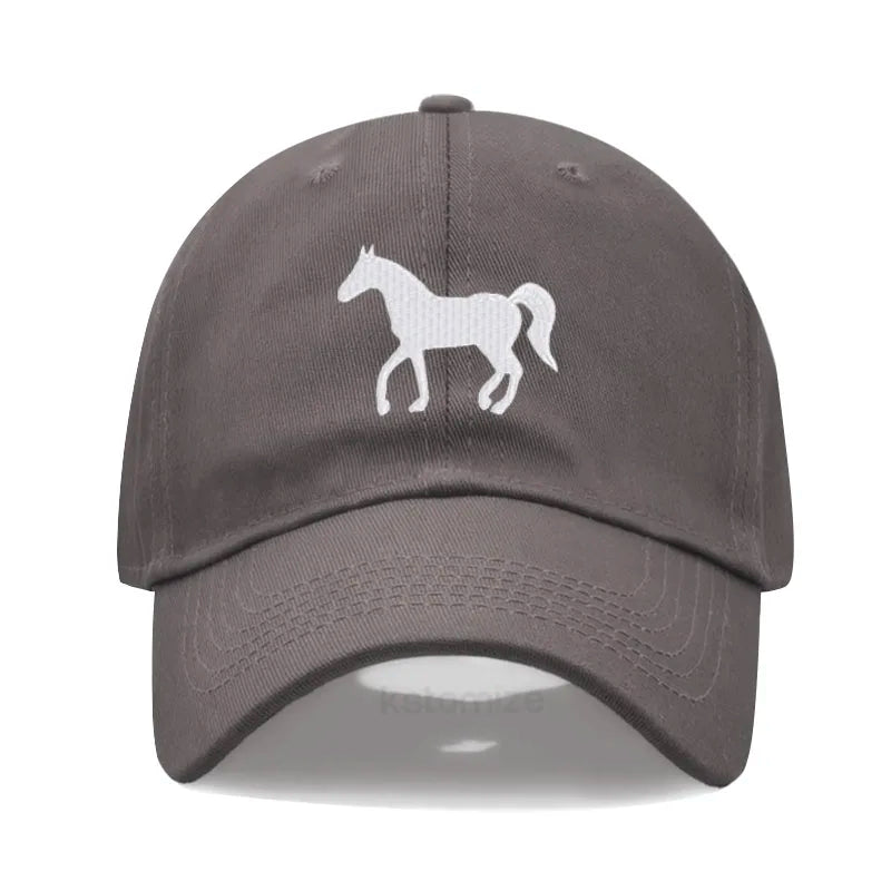 Horse Embroidered Baseball Cap Women Men Adjustable Washed Cotton Dad Hat Unisex Classic Golf Caps