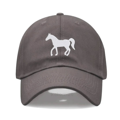 Horse Embroidered Baseball Cap Women Men Adjustable Washed Cotton Dad Hat Unisex Classic Golf Caps