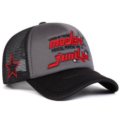 Unisex Modern Junkie Letter Embroidery Baseball Net Caps Spring Summer Outdoor Adjustable Casual