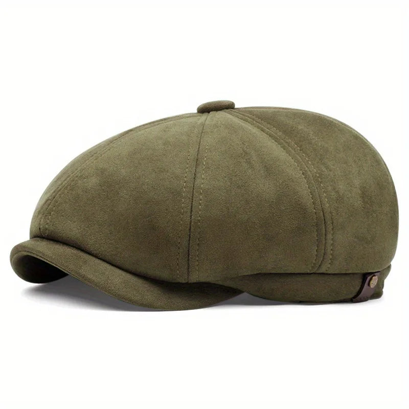 Suede Winter Retro Newsboy Caps Men Gentry Outdoor Octagonal Hat Painters Hats Adjustable Gatsby