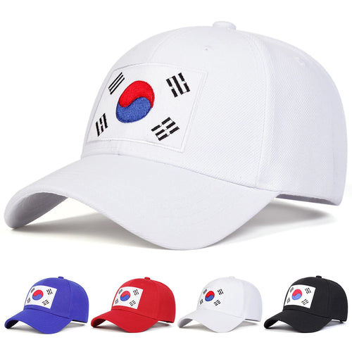 Unisex Korean Flag Embroidery Baseball Caps Spring Autumn Outdoor Adjustable Casual Hats Sunscreen
