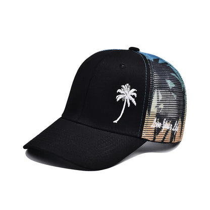 Trucker Cool Designs Breathable Coconut Tree Embroidery Baseball Outdoor Shade Sun Protection Mesh