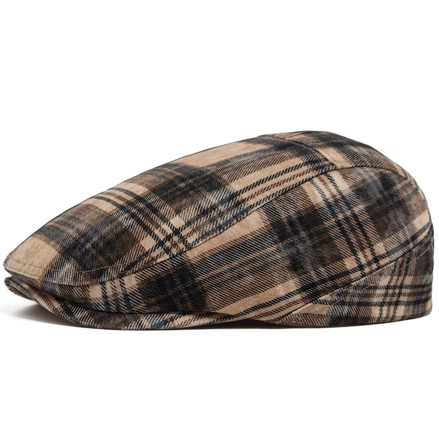 Y2k Plaid Beret Summer Women Hat Vintage Caps For Men Casual Female Sun Soft Flat Hats Visor Newsboy Cap Unisex Adjustable New