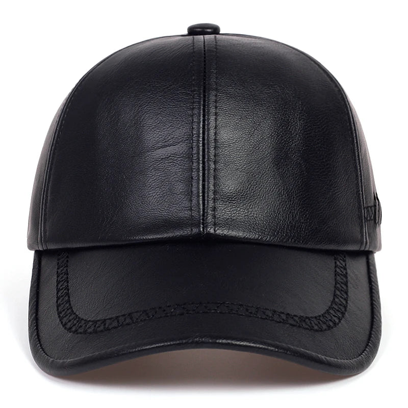 Solid Winter Leather Baseball Cap Men Snapback Autumn Warm Black Caps Women Bone Masculino Mens Hats