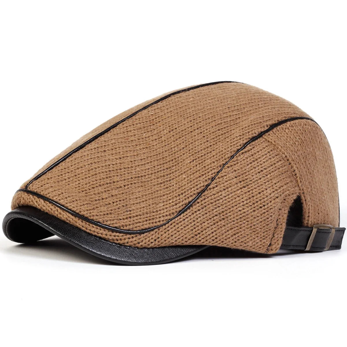 Men Autumn Winter Warm Knitting Newsboy Caps British Painters Hats Side Buckle Adjustable Flat Cap