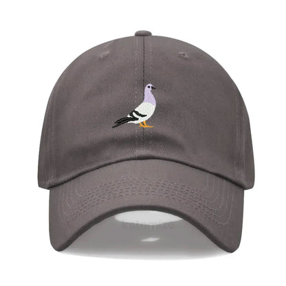 Pigeon Embroidery Baseball Cap Women Men Adjustable Soft Washed Cotton Dad Hat Unisex Classic Golf