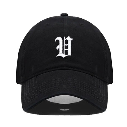 Old English Letter A-Z Embroider Baseball Cap Men Womne Soft Cotton Team Sport Visors Snapback Caps