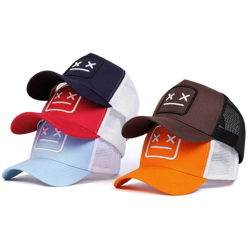 Unisex Xx Crying Face Embroidery Baseball Net Caps Hip Hop Cap Spring Summer Outdoor Adjustable