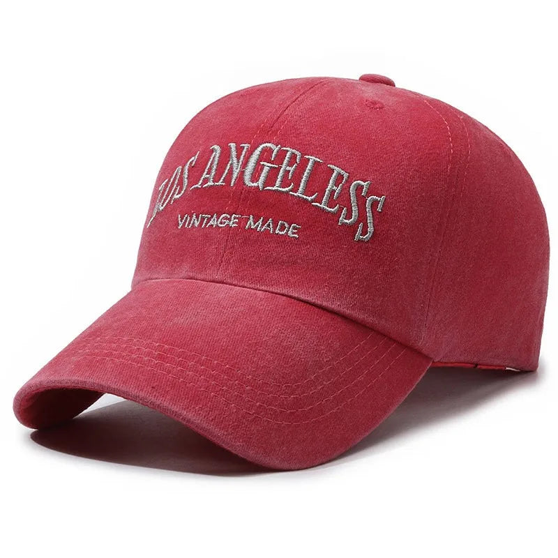 Vintage Distressed Los Angeless Embroidered Baseball Cap Soft Crown Adjustable Streetwear Unisex Hat