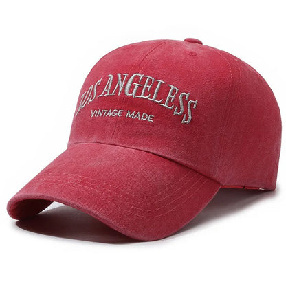 Vintage Distressed Los Angeless Embroidered Baseball Cap Soft Crown Adjustable Streetwear Unisex Hat