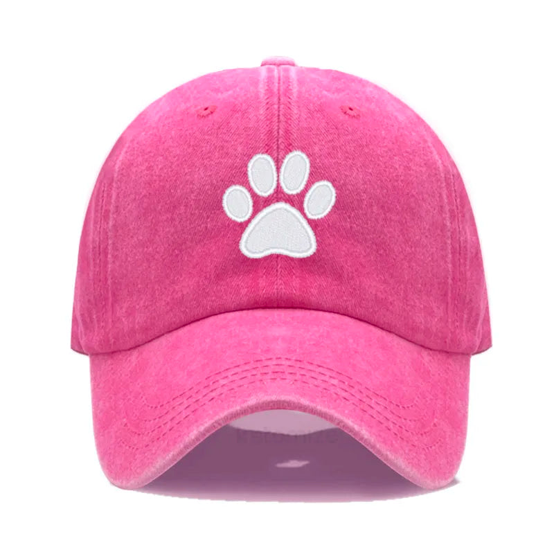 Dog Paw Embroidered Baseball Cap Women Men Adjustable Washed Cotton Dad Hat Unisex Classic Golf Caps
