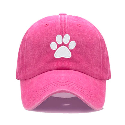 Dog Paw Embroidered Baseball Cap Women Men Adjustable Washed Cotton Dad Hat Unisex Classic Golf Caps