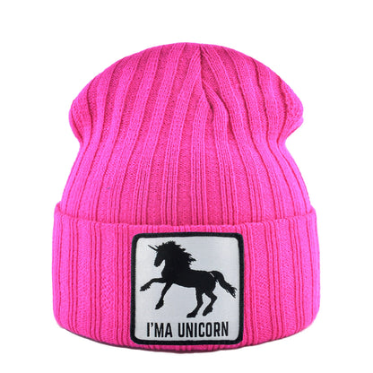 Knitted Skullies Beanie With Animals Patch Men Women Outdoor Casual Sport Hats Autumn Winter Solid Color Hip Hop Beanies