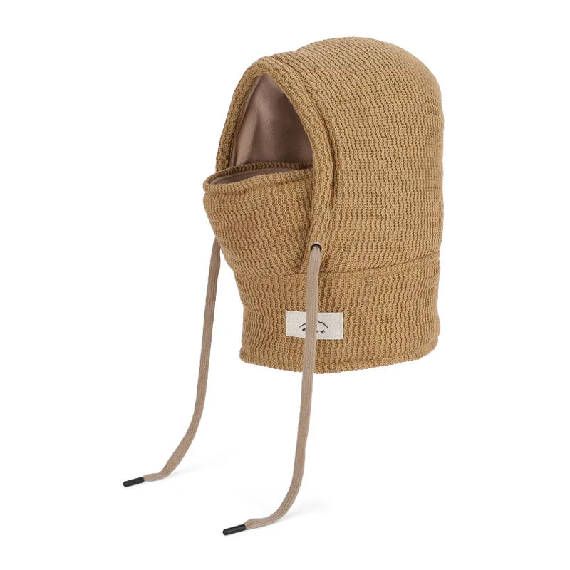 Winter Child Balaclava Hat Boy Girl Fleece-Lined Bonnets Windproof Mask Knitted Beanies Cap Scarf