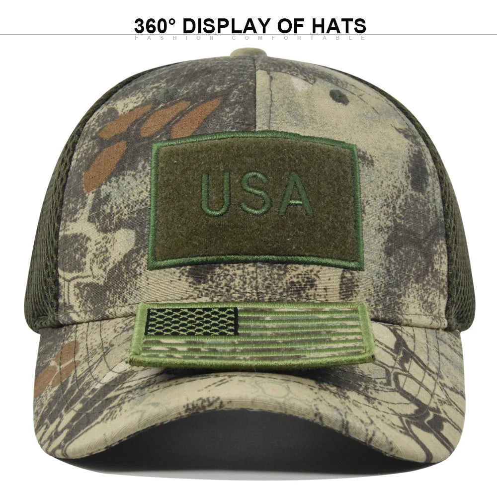 Adjustable Snapback Mesh Baseball Cap Outdoor Sports Breathable Sun Protection Hat Camouflage