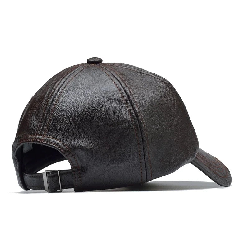 Men Leather Baseball Cap Hip Hop Casual Adjustable Winter Warm Hat Snapback Pu Trucker Caps Gorras