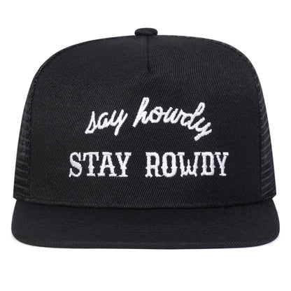 Unisex Stay Rowdy Embroidery Hip-Hop Net Hats Spring Summer Outdoor Adjustable Casual Baseball Caps