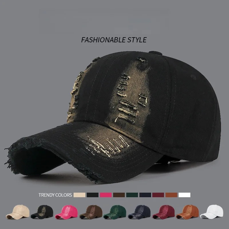 Cool Women Men Ripped Denim Cotton Baseball Cap Male Female Four Seasons Sports Snapback Sun Hat