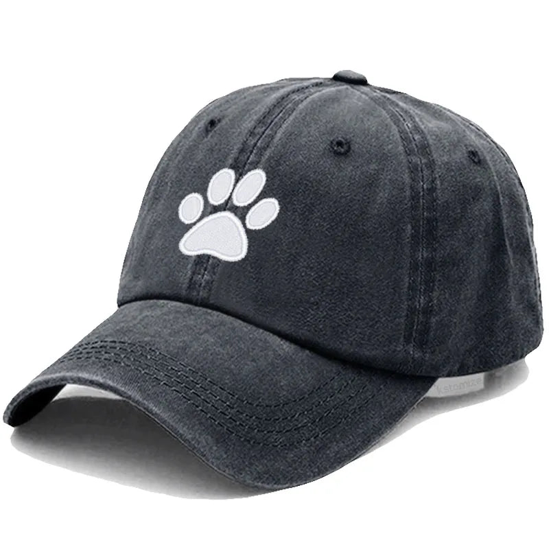 Dog Paw Embroidered Baseball Cap Women Men Adjustable Washed Cotton Dad Hat Unisex Classic Golf Caps